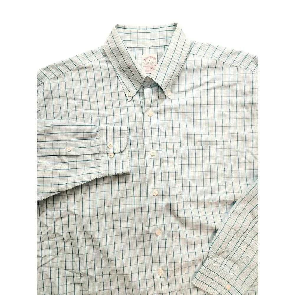 Brooks Brothers plaid men's Large supima cotton button up with chest pocket - Picture 8 of 8